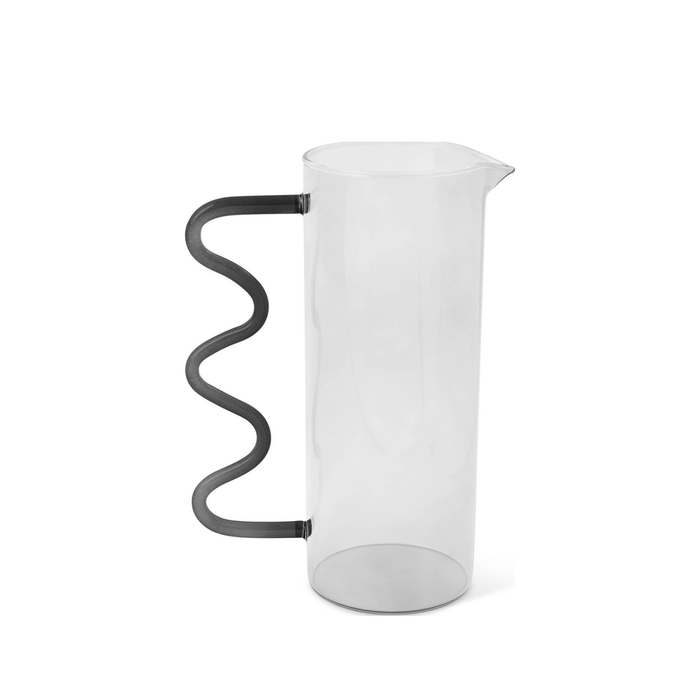 Black & Clear Squiggle Glass Pitcher