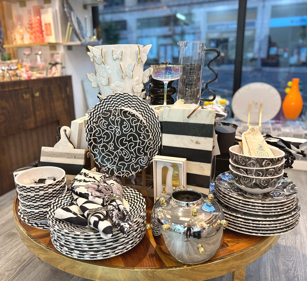 Black & Clear Squiggle Glass Pitcher