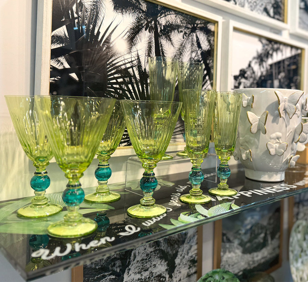 Green & Teal Two-Tone Champagne Flute