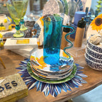 Blue Squiggle Glass Pitcher