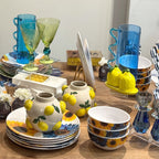 Blue Squiggle Glass Pitcher