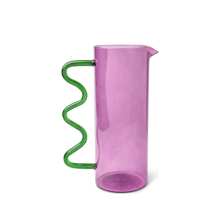 Purple & Green Squiggle Glass Pitcher