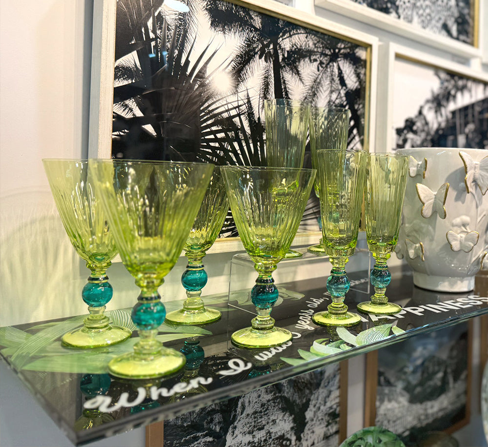 Green & Teal Two-Tone Wine Glass