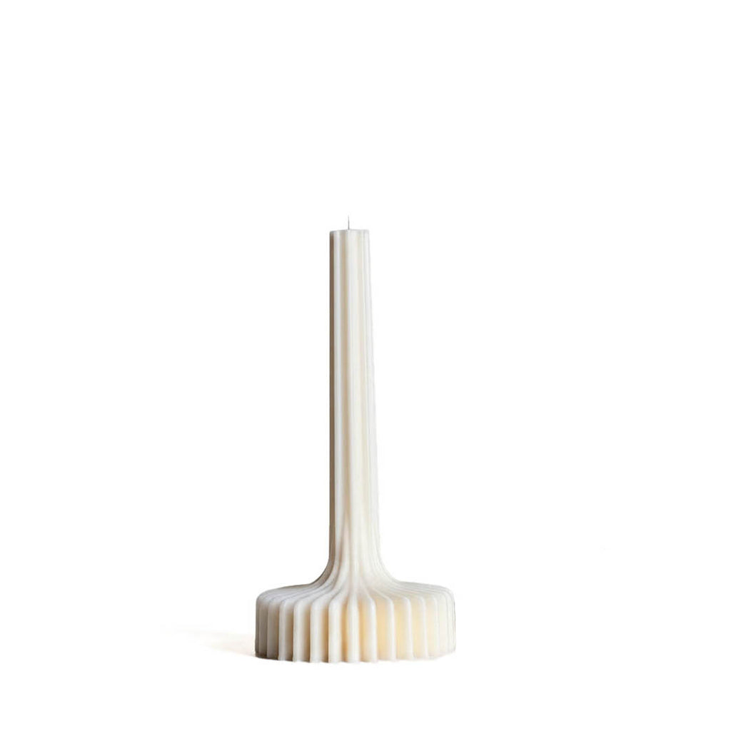 Striped Column Soy Vase Candle, Cream