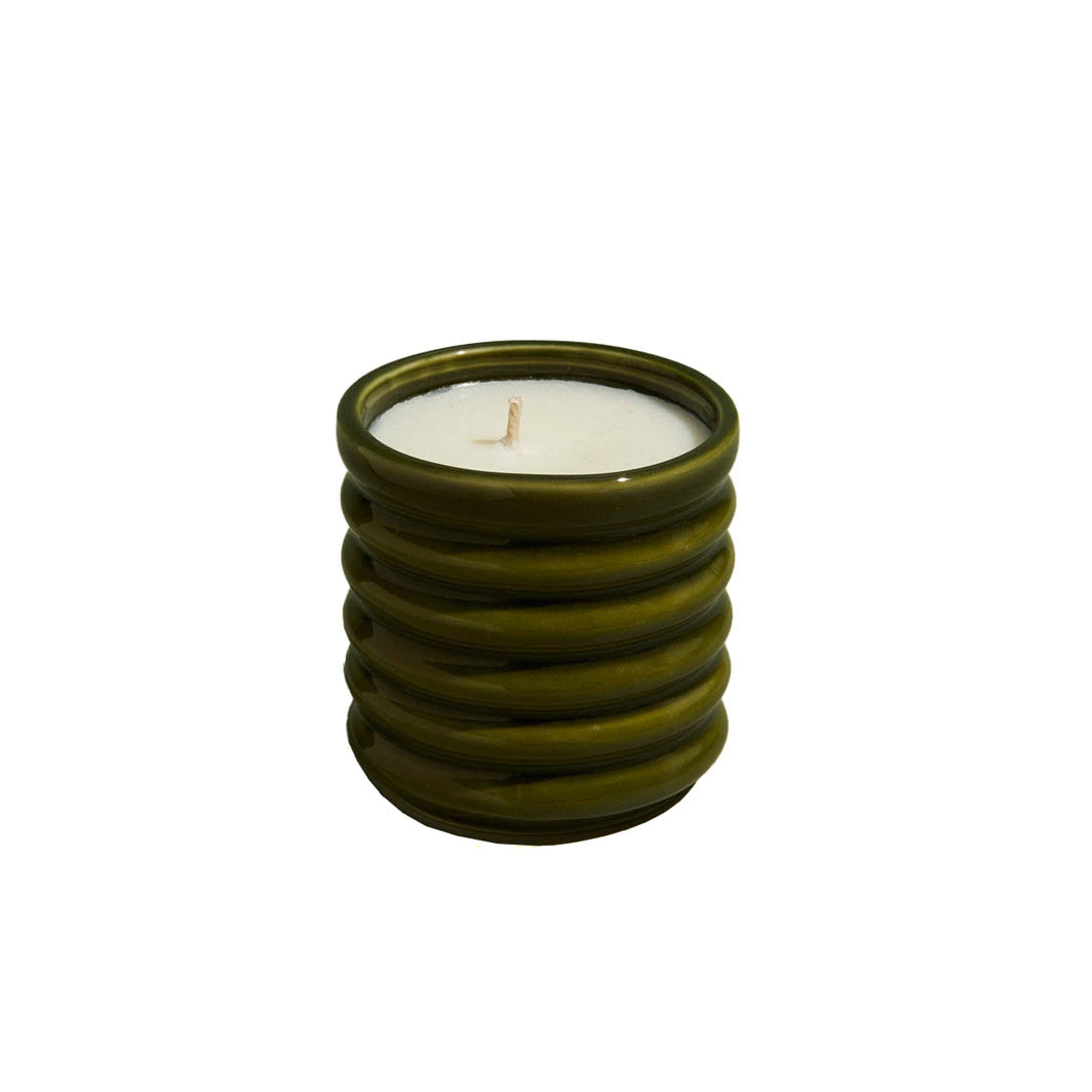 Contemporary Kiln Scalloped Candle, Olive - Elderflower