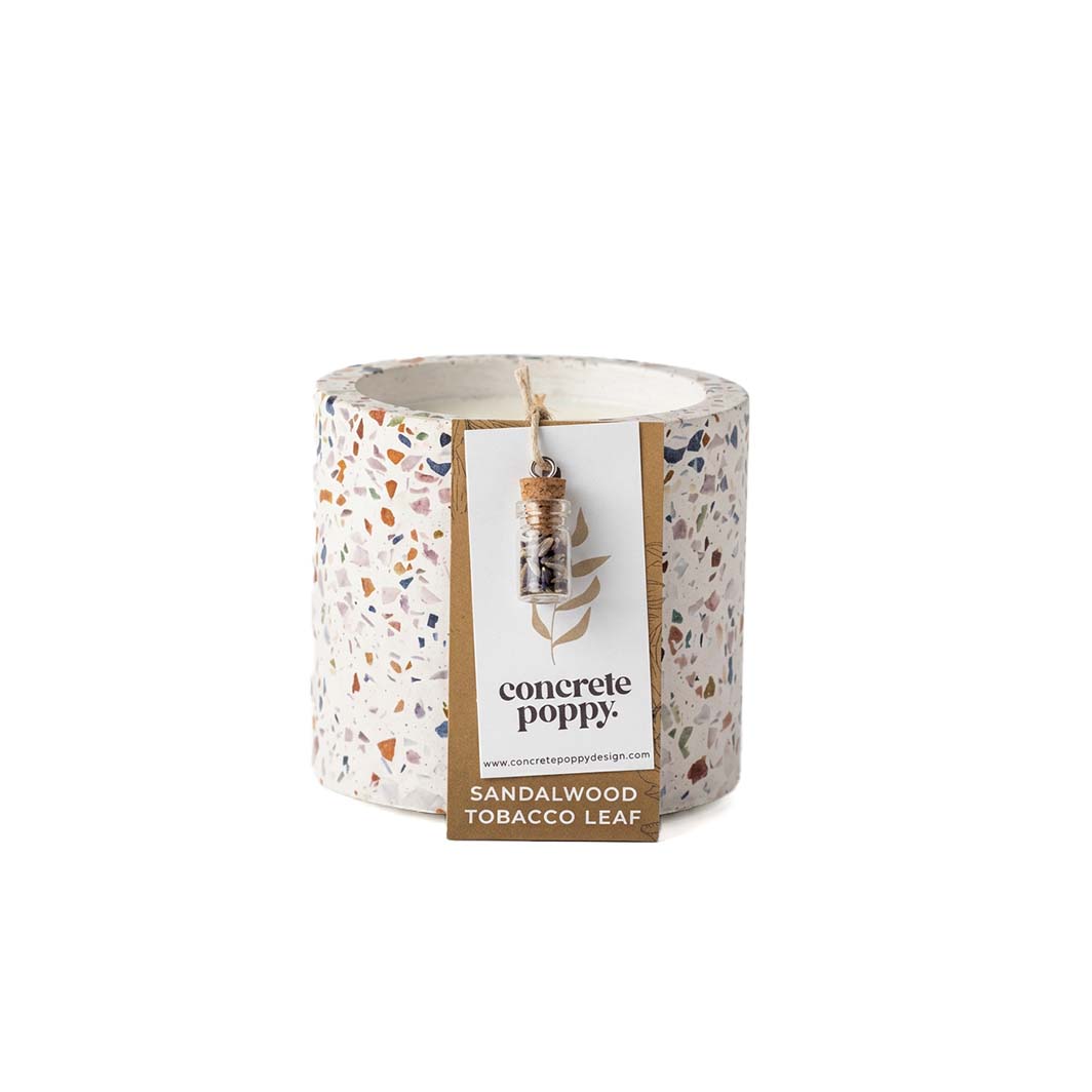 Nico Sandalwood and Tobacco Leaf Terrazzo Candle, 6 oz