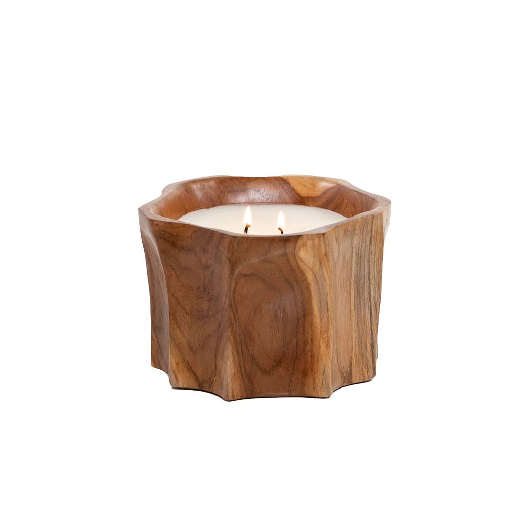 Petite Teak Organic Bowl Candle