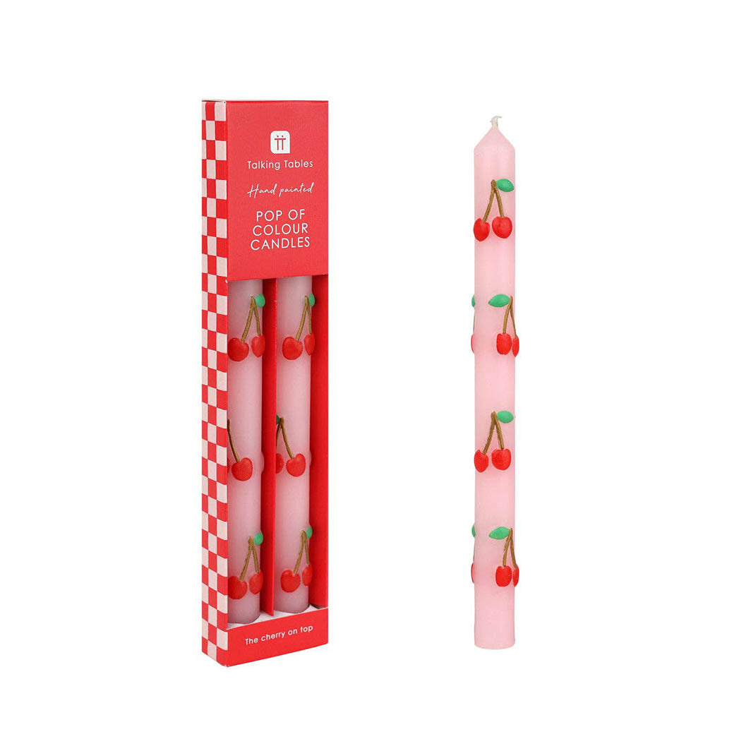 Cherry Dinner Candles, Set of 2