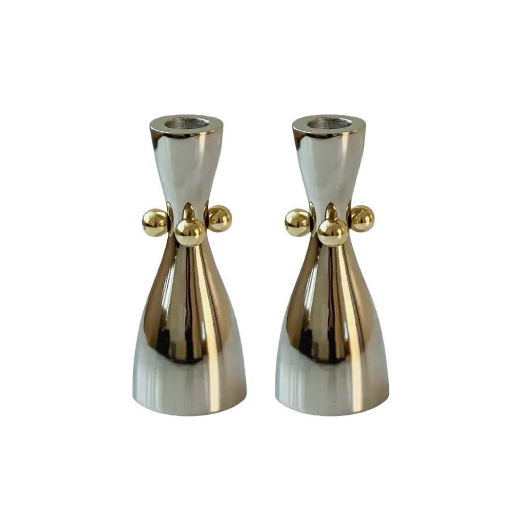Stainless Steel Candle Holder with Gold Balls
