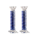 Stacked Crystal Candlesticks, Set of 2, Blue