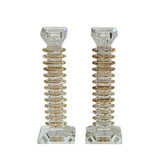 Stacked Crystal Candlesticks, Amber, Set of 2