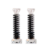 Stacked Crystal Candlesticks, Black, Set of 2
