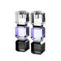 Lavender Color Block Crystal Candlesticks, Set of 2