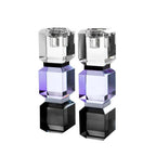 Lavender Color Block Crystal Candlesticks, Set of 2