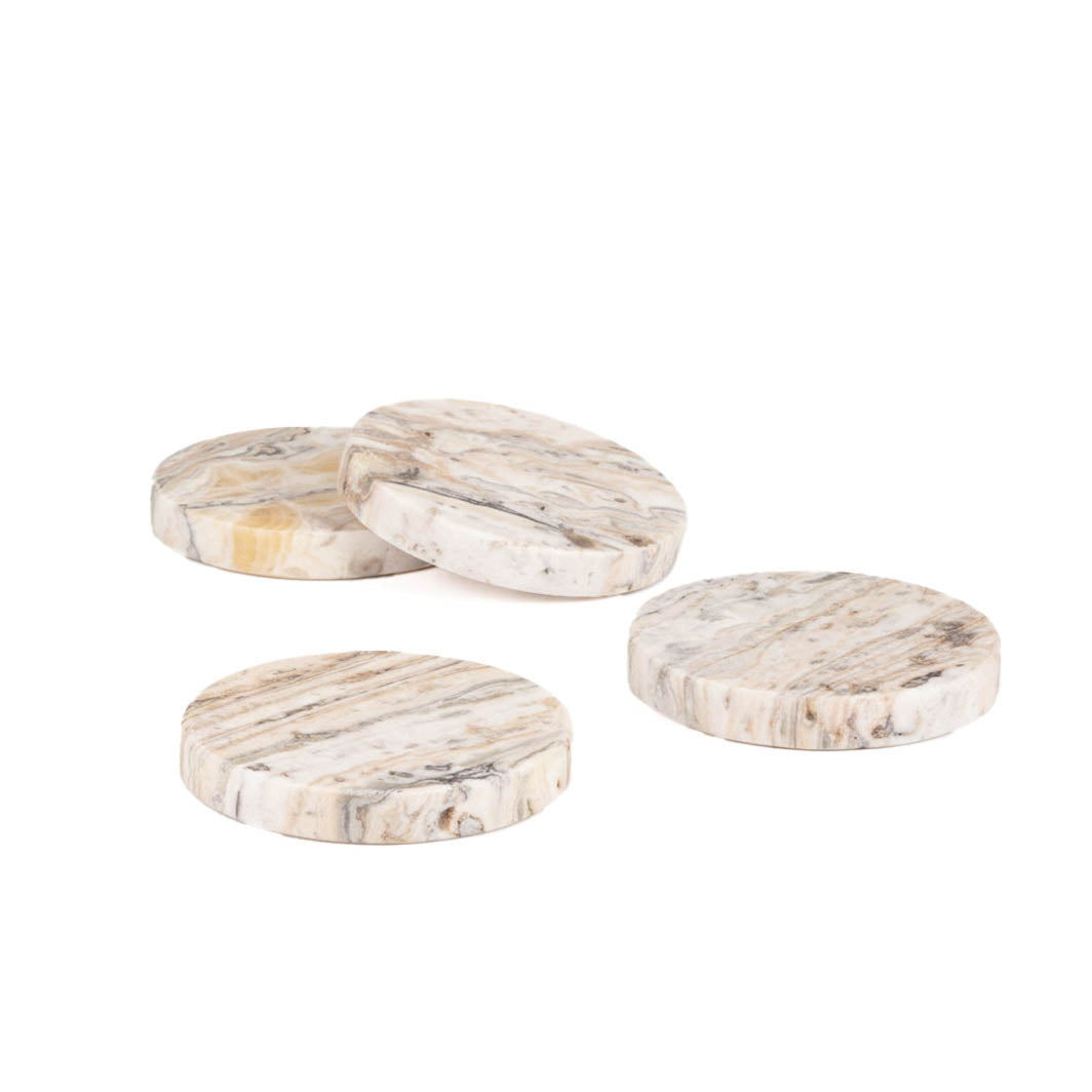 Tasmania Travertine Onyx Coasters, Set of 4