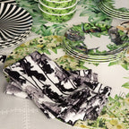 Grayscale Floral Garden Faux Linen Napkins, Set of 4