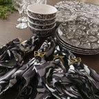 Grayscale Roses Faux Linen Napkins, Set of 4
