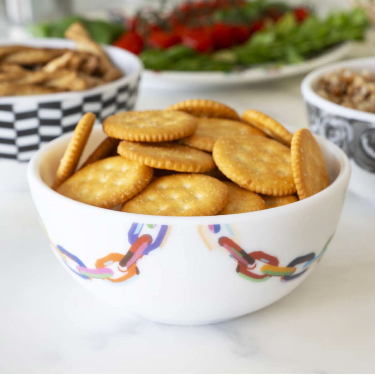 Chain Link Melamine Bowls, Set of 4