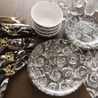 Grayscale Roses Melamine Dinner Plates, Set of 4