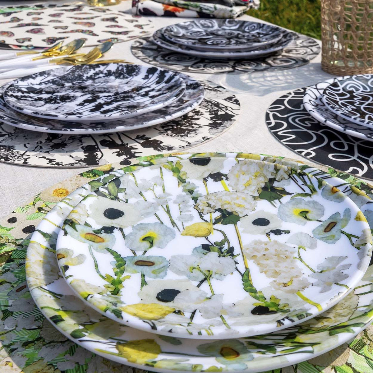Cream Floral Garden Melamine Salad Plates, Set of 4