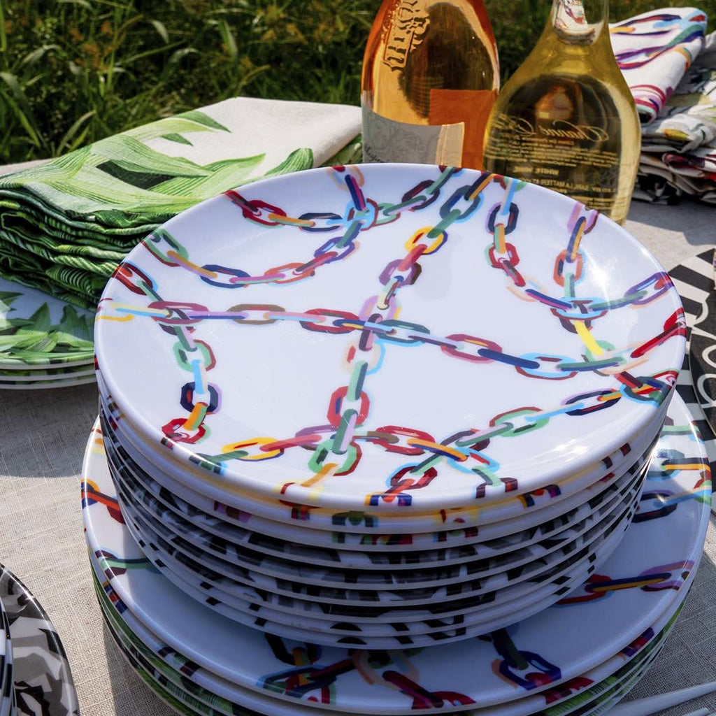 Chain Link Melamine Salad Plates, Set of 4