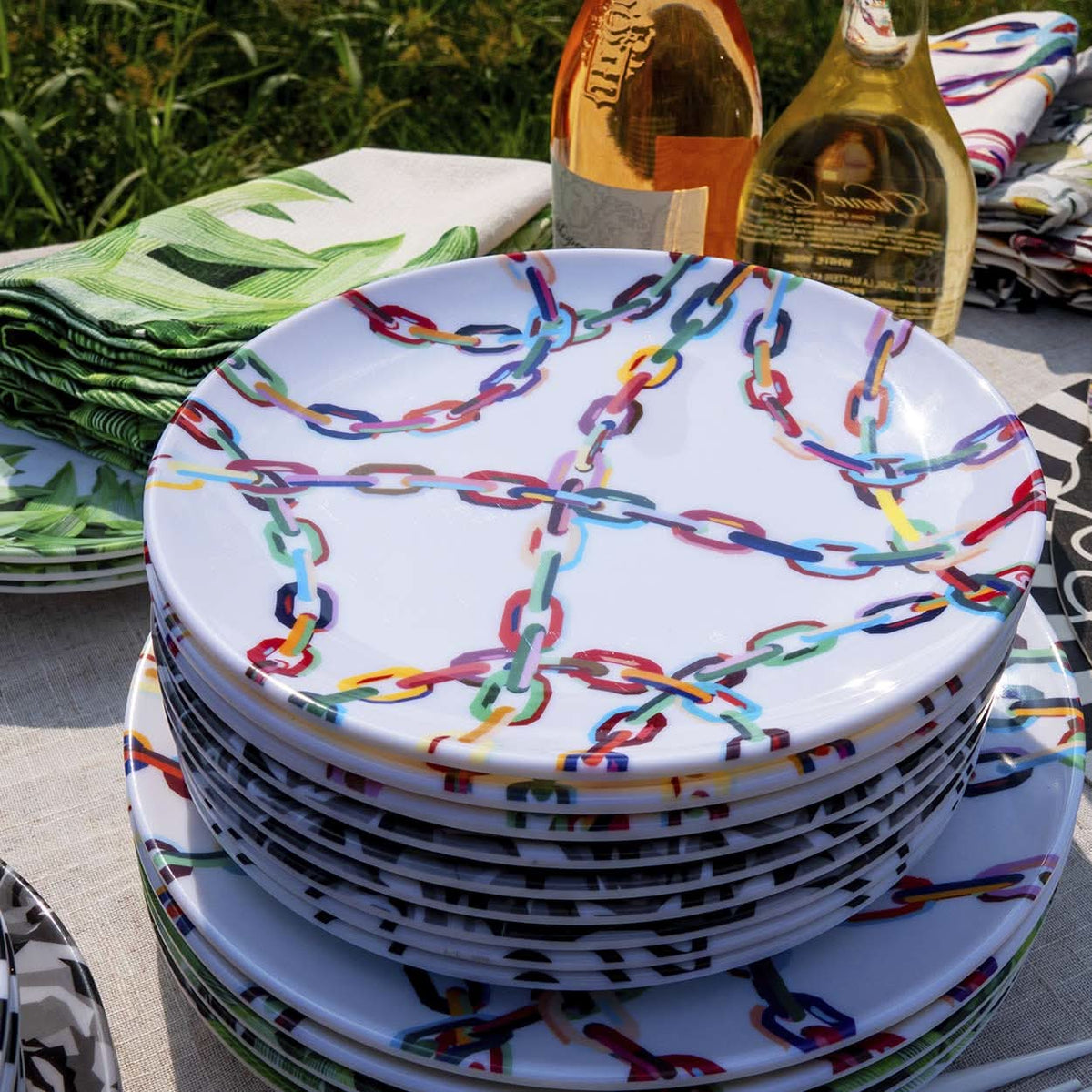 Chain Link Melamine Salad Plates, Set of 4