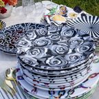 Grayscale Roses Melamine Salad Plates, Set of 4