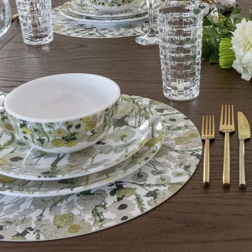 Cream Floral Garden Vinyl Placemats, Set of 4