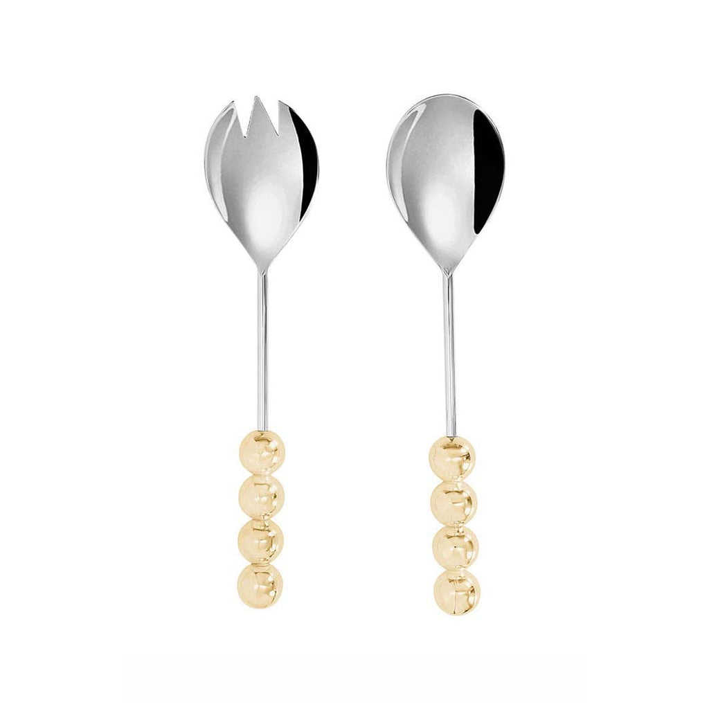 Stainless Steel Salad Servers with Gold Balls