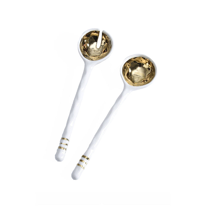 Accessories Gold Porcelain Salad Server Set
