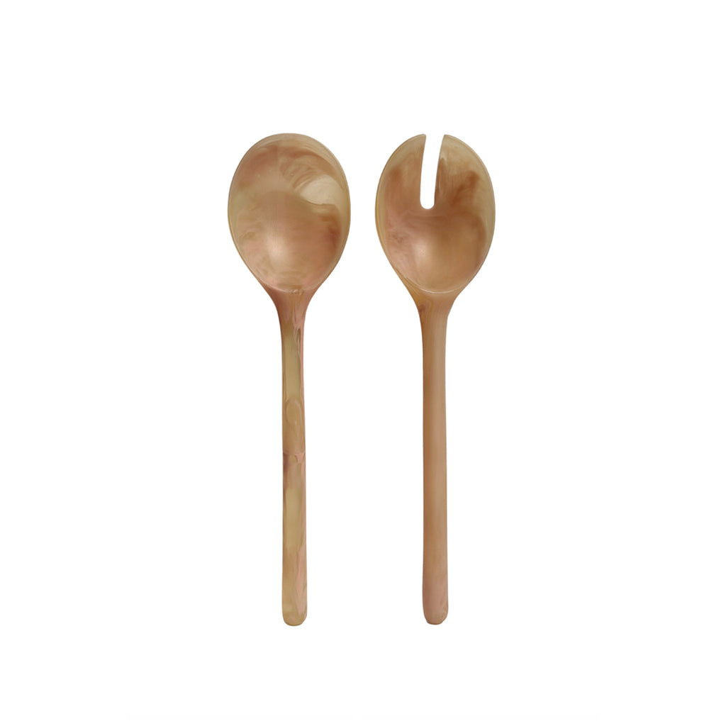 Coral Resin Salad Servers, Set of 2