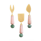 Copenhagen Pink and Jade Cheese Knives, Set of 3