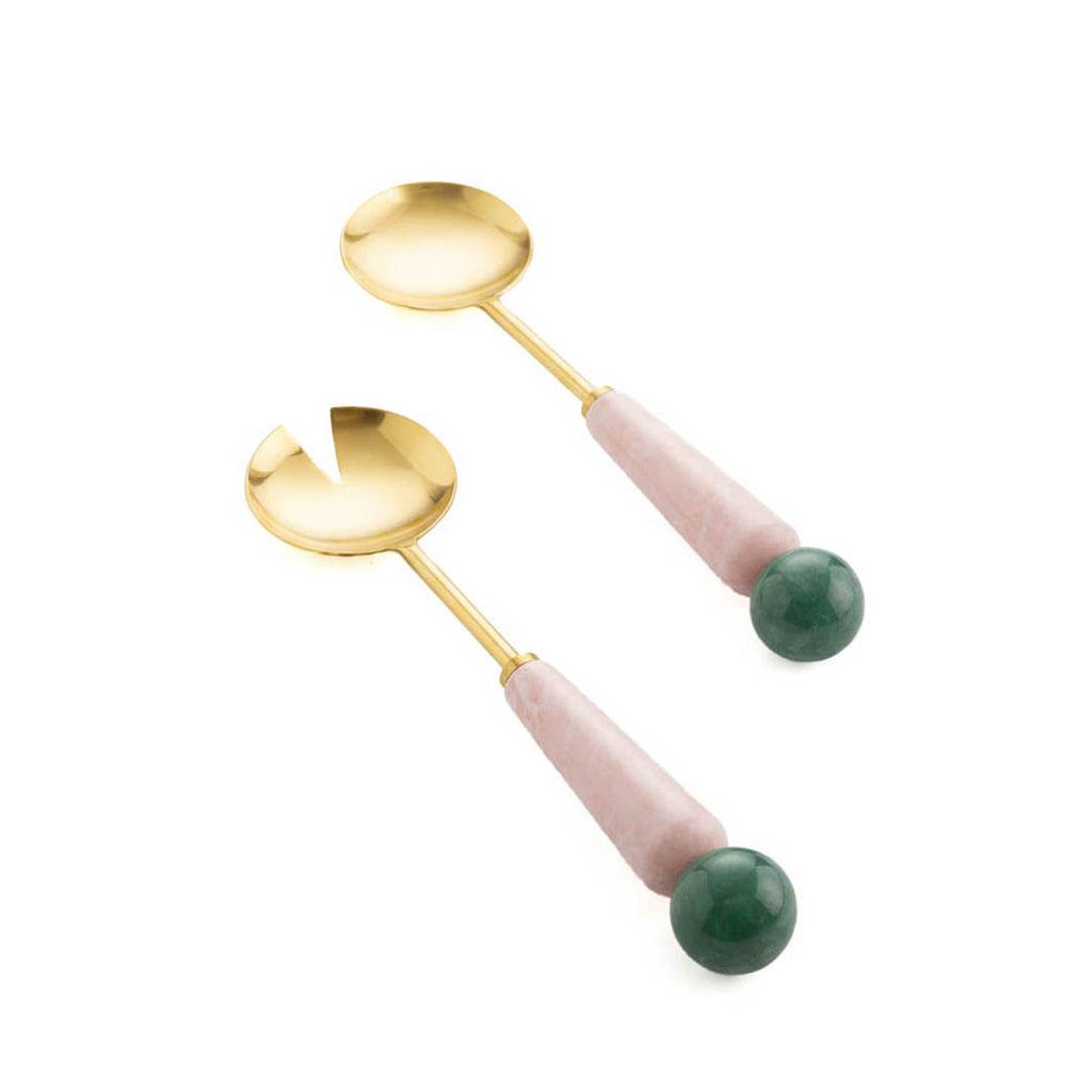 Copenhagen Pink and Jade Salad Servers, Set