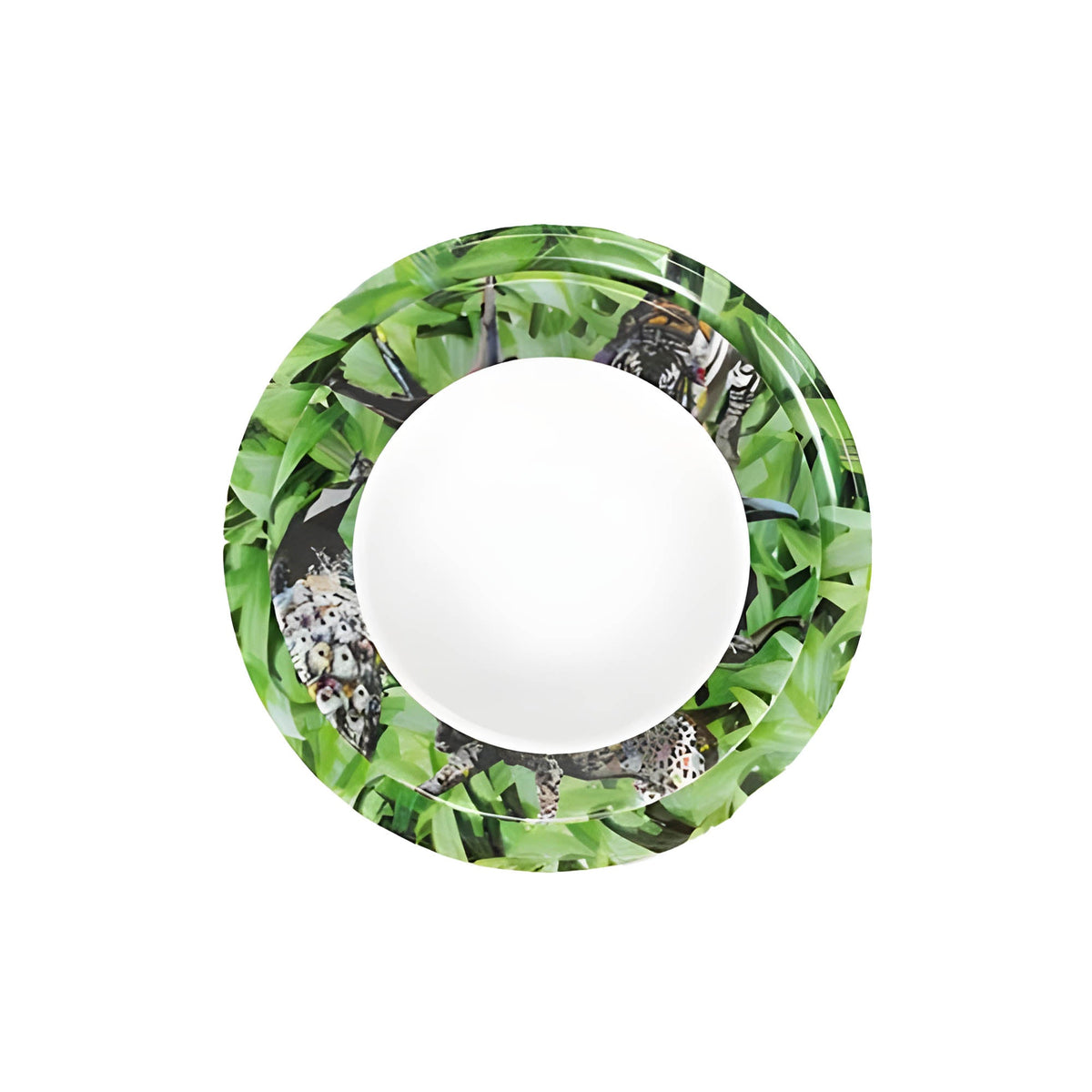 Pura Vida Jungle 12 piece starter set of melamine dinnerware, overhead view