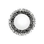 Black and White Squiggly 12 piece starter set of melamine dinnerware, overhead view