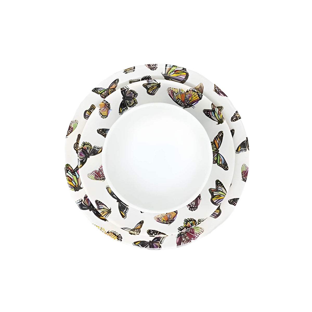 Butterflies 12 piece starter set of melamine dinnerware, overhead view