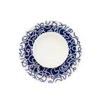 Navy Squiggly 12 piece starter set of melamine dinnerware, overhead view