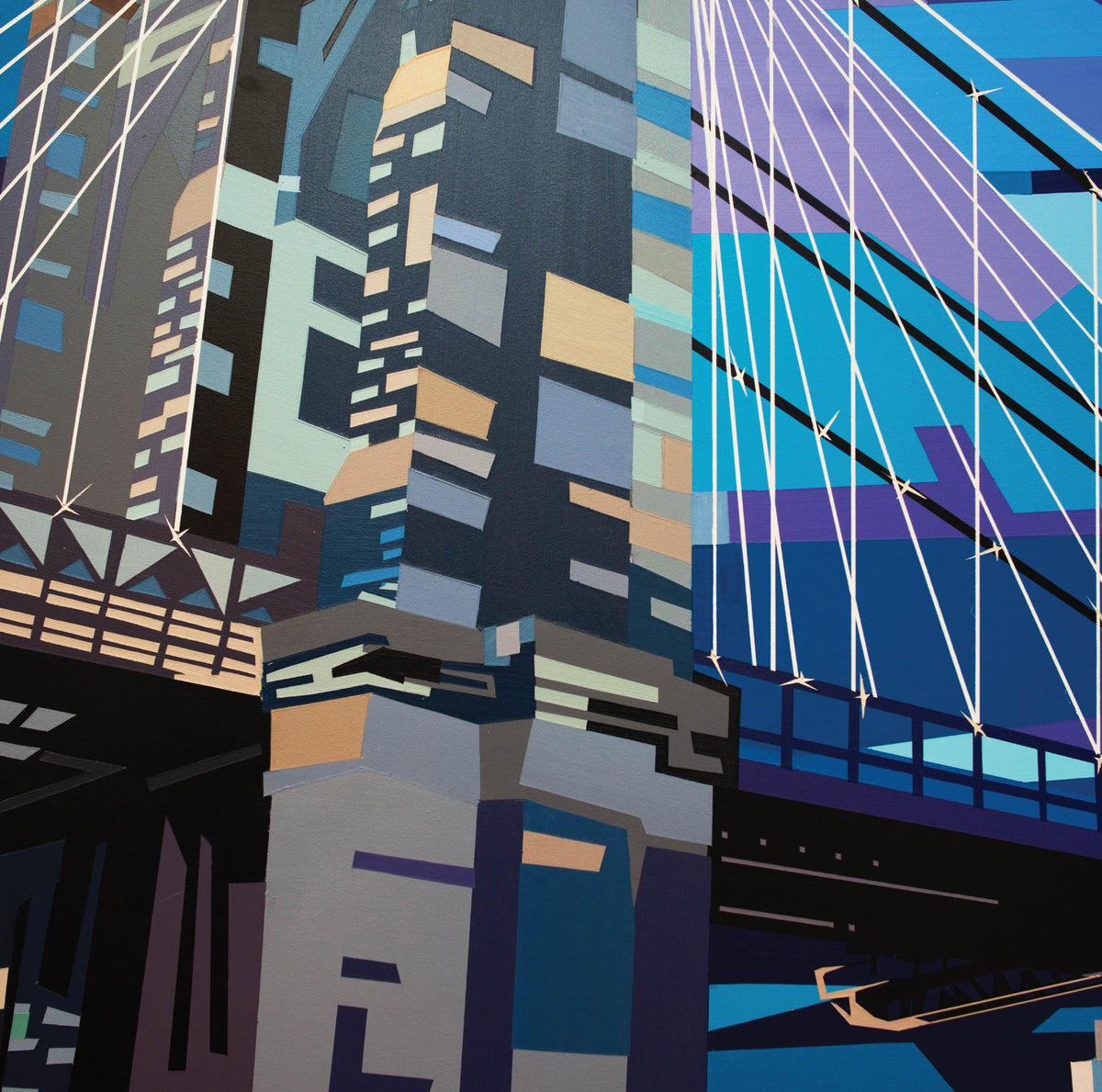 Painted skyline of Times Square at night