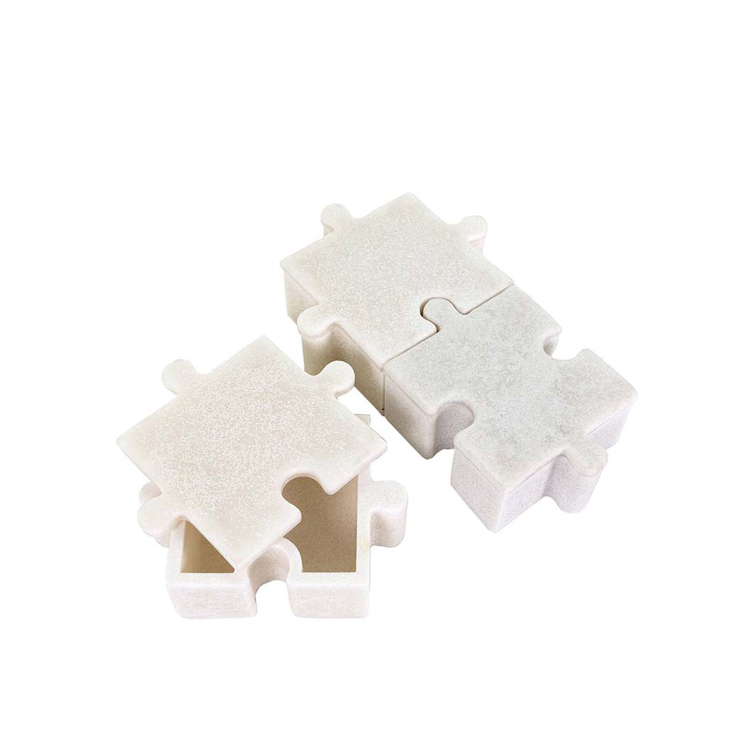 Bianco White Marble Puzzle Boxes, Set of 3