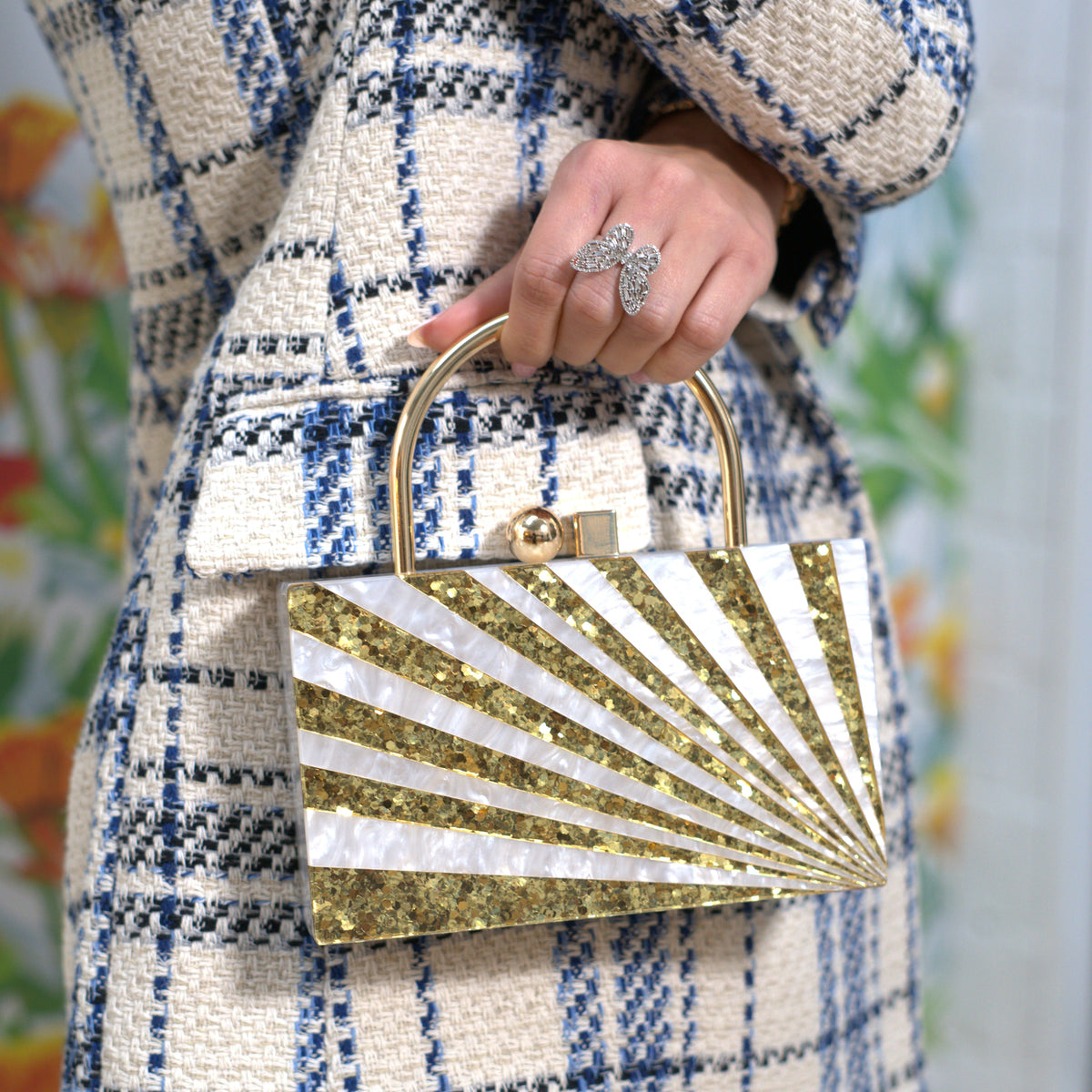 Gold & Pearl Starburst Clutch