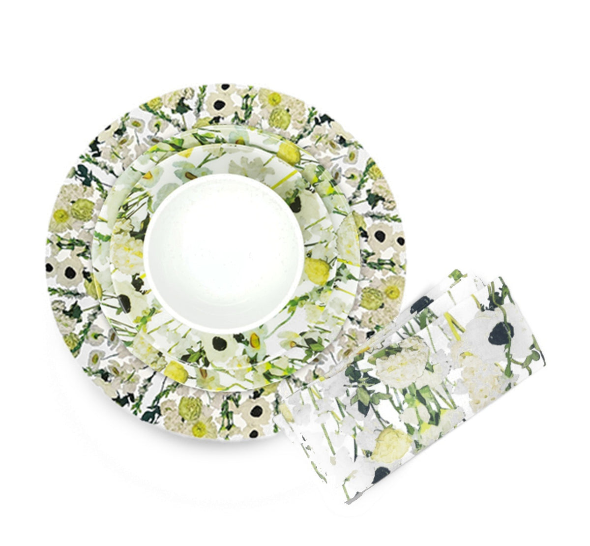 Cream Floral Garden Melamine Hostess Set, 20-Piece (Service for 4)