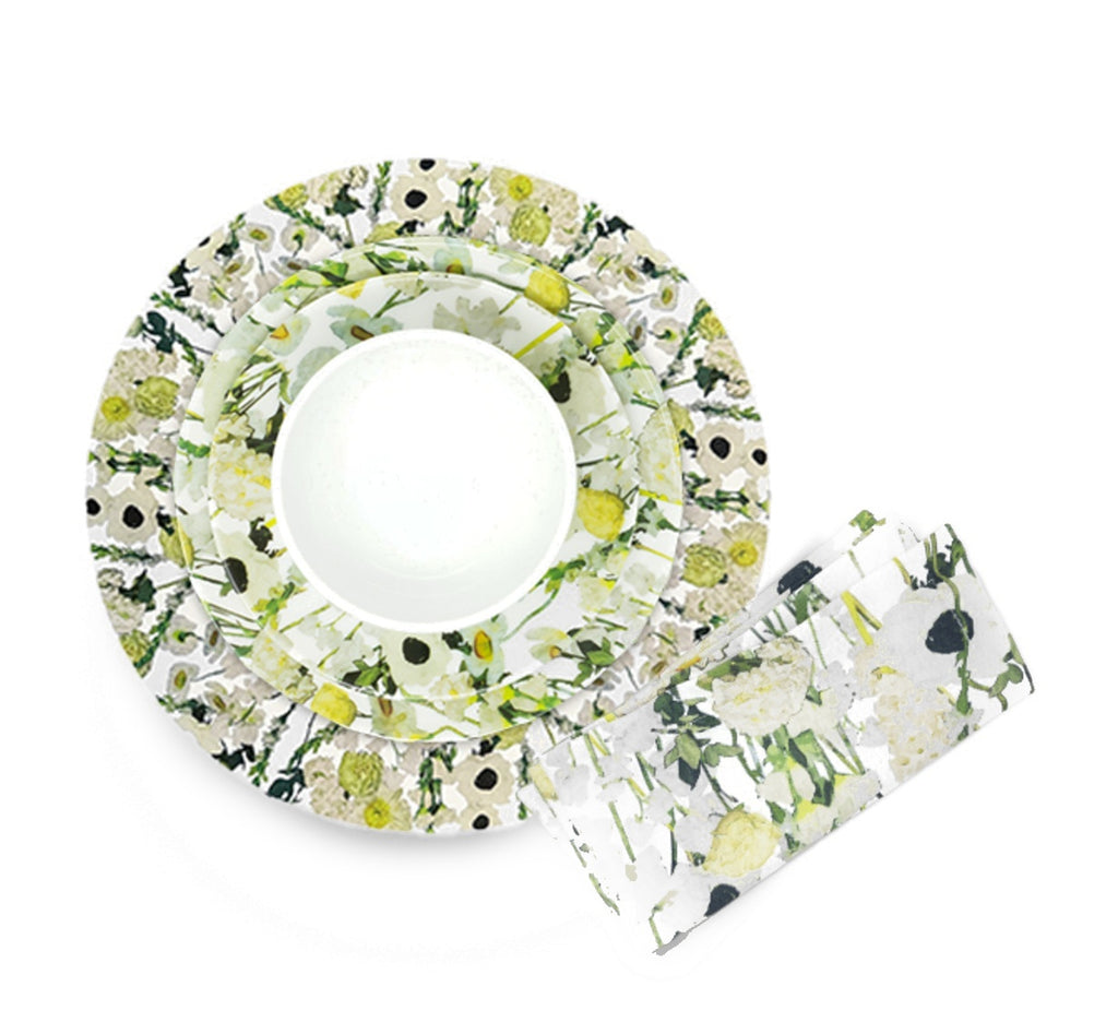 Cream Floral Garden Melamine Hostess Set, 20-Piece (Service for 4)