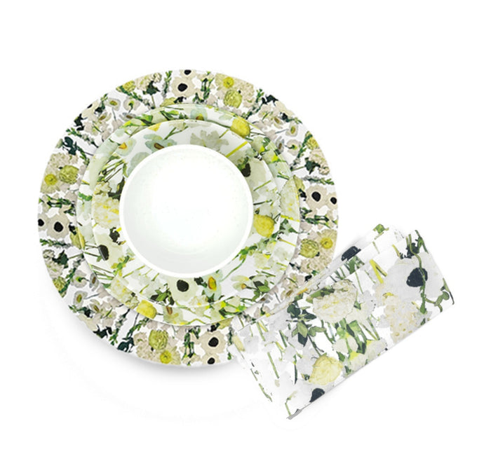 Cream Floral Garden Melamine Hostess Set, 20-Piece (Service for 4)