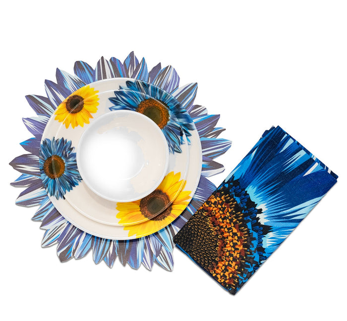 Blue Sunflower Melamine Hostess Set, 20-Piece (Service for 4)