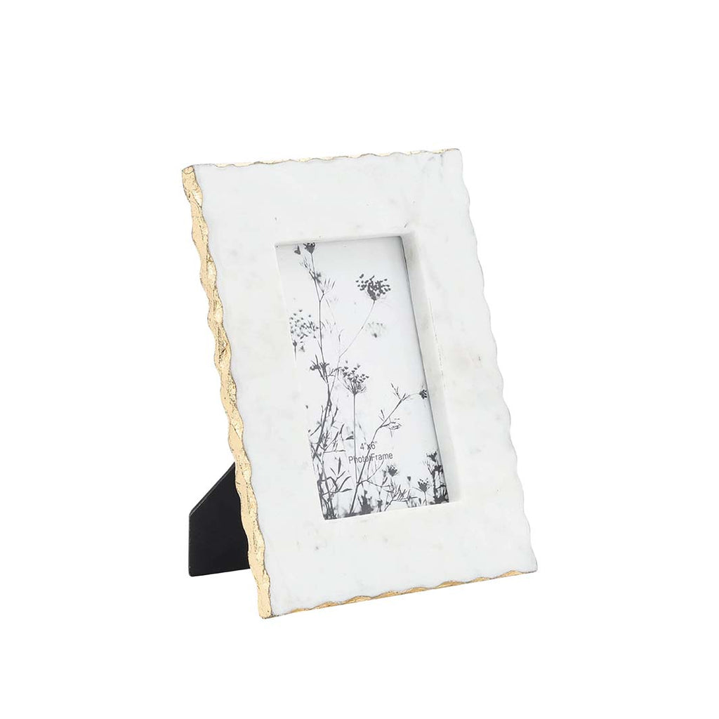 White Marble Jagged Edge Picture Frame, 4x6