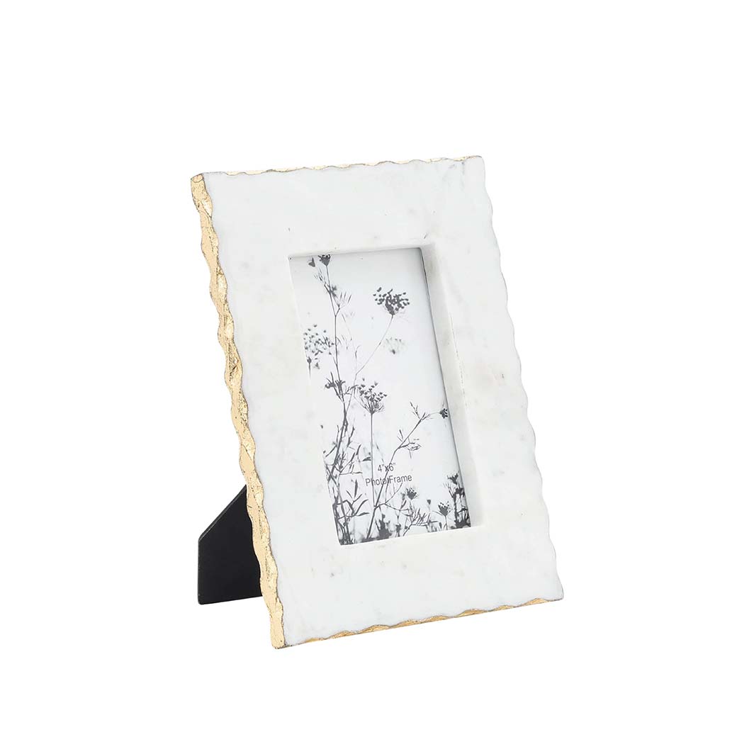 White Marble Jagged Edge Picture Frame, 4x6