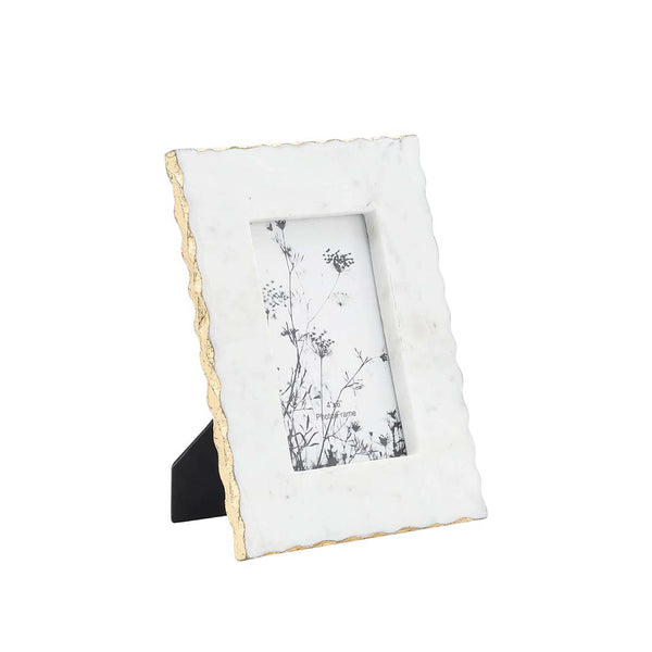 White Marble Jagged Edge Picture Frame, 4x6