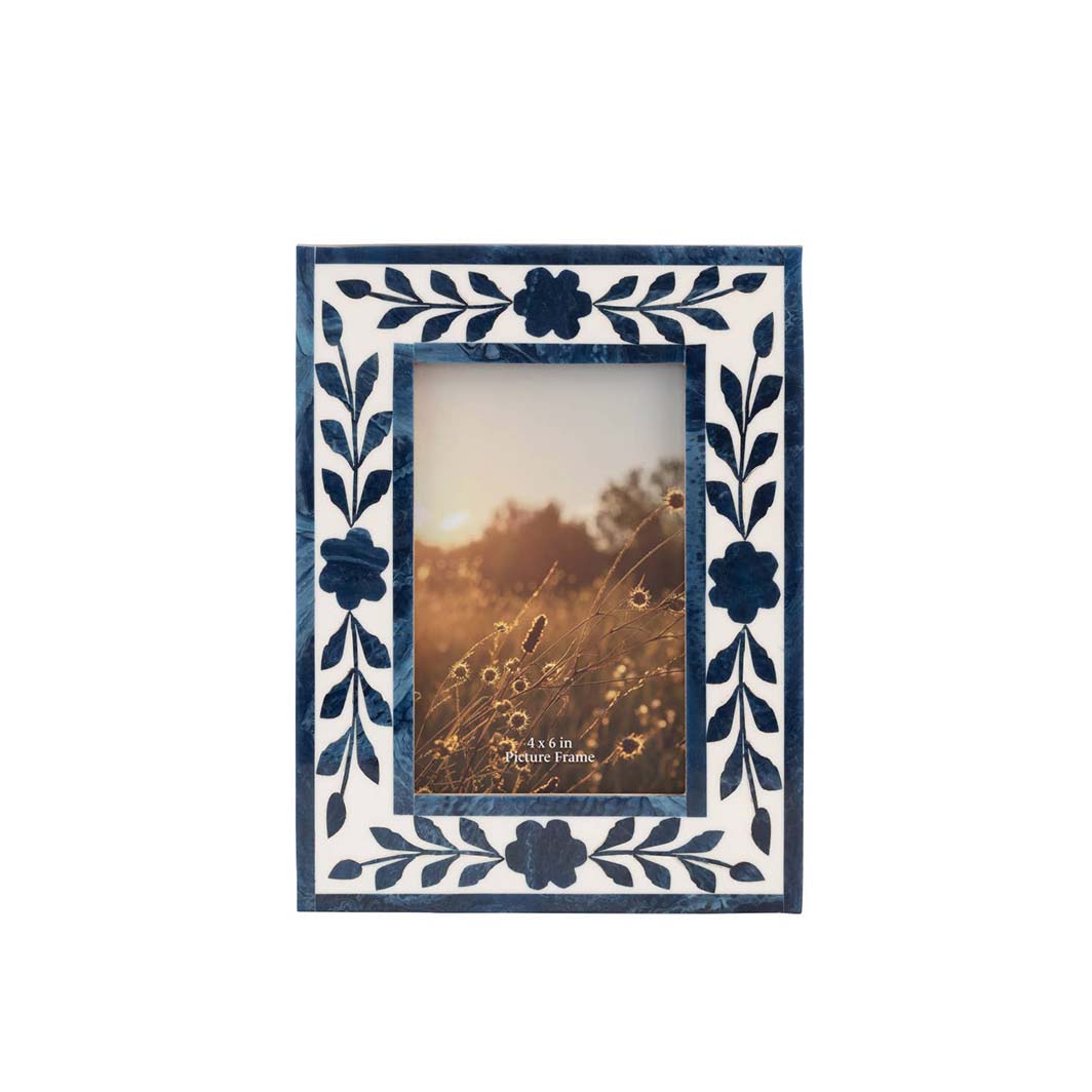 Blue Floral Petal Picture Frame, 4x6