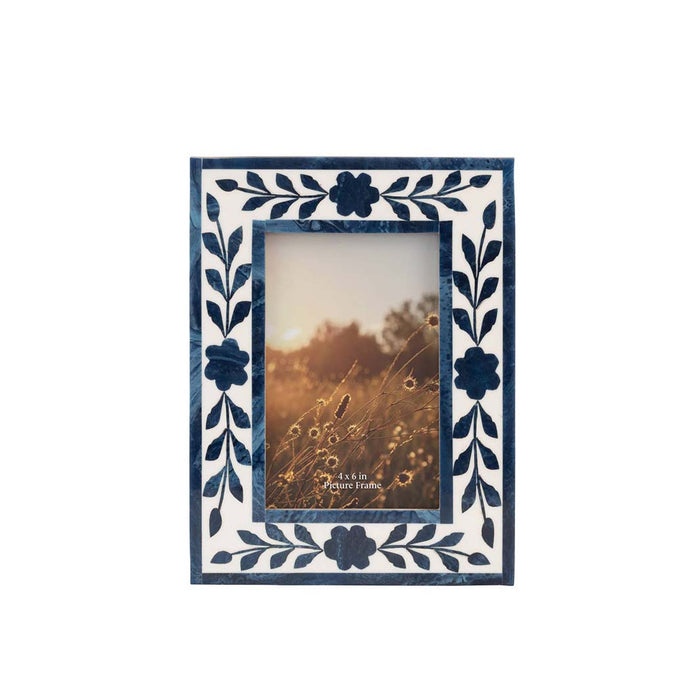 Blue Floral Petal Picture Frame, 4x6
