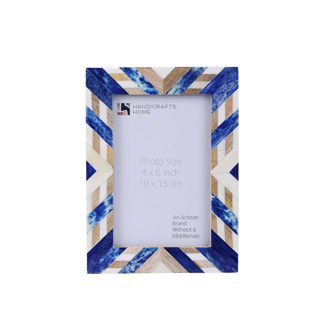 Blue Chevron Inlay Frame, 5x7